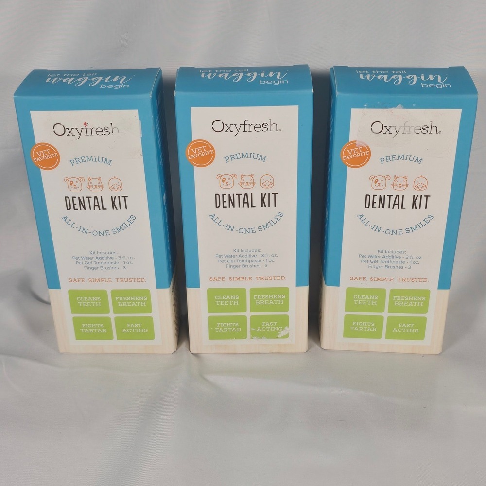 Oxyfresh Premium Pet Dental Kit 3 Pack Dog Teeth Cleaning Oral Care